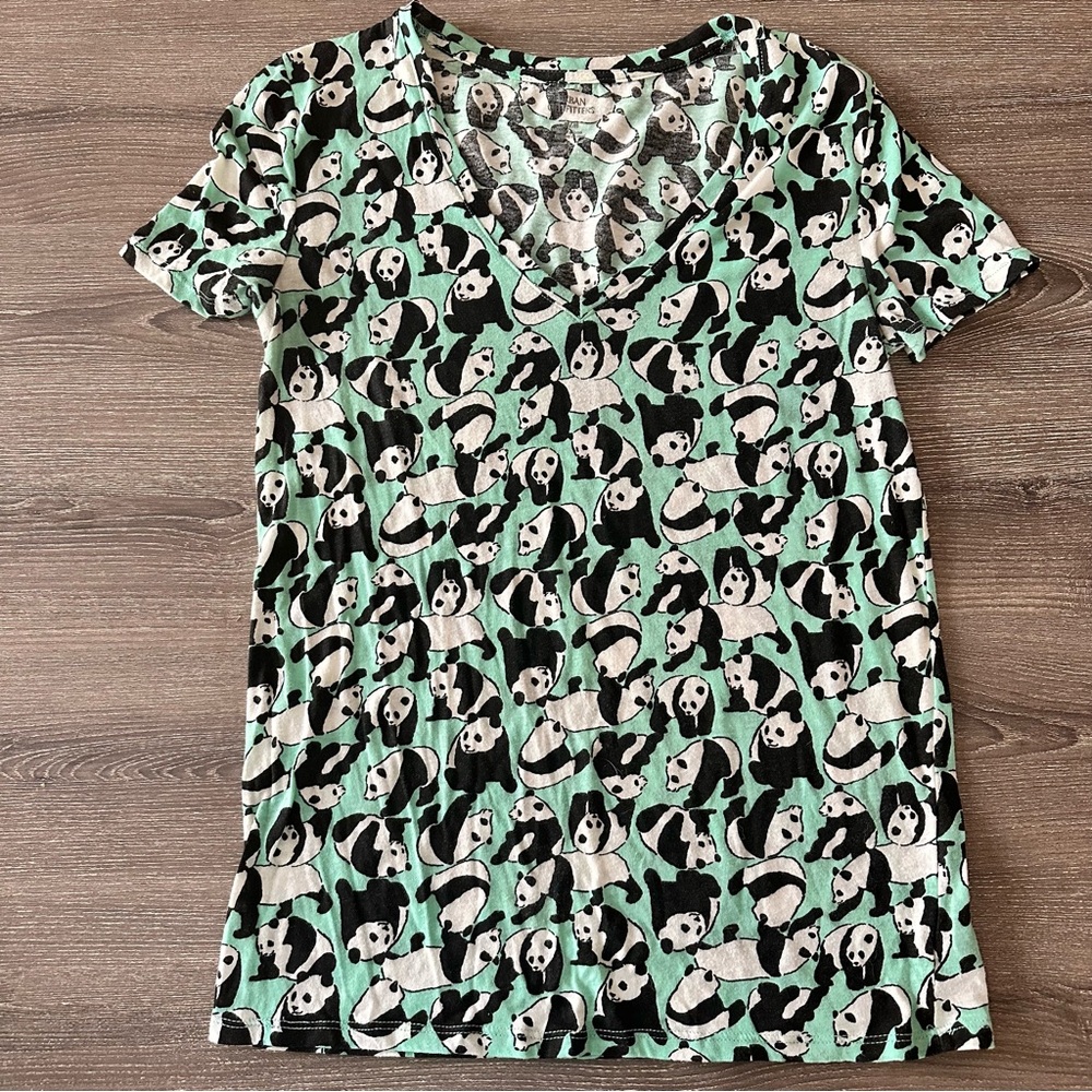 Urban Outfitters Mint Panda V Neck T